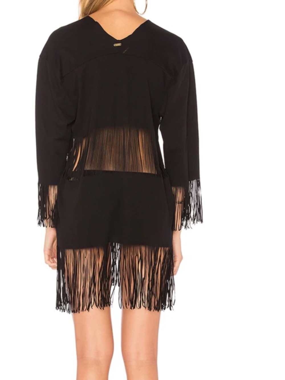 Beach Bunny Black Fringe V-Neck Swim Coverup - Picture 2 of 3